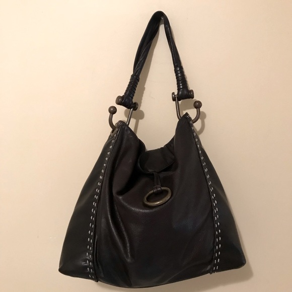 BCBGMaxAzaria Signature Black Leather Hobo Bag - Picture 3 of 12
